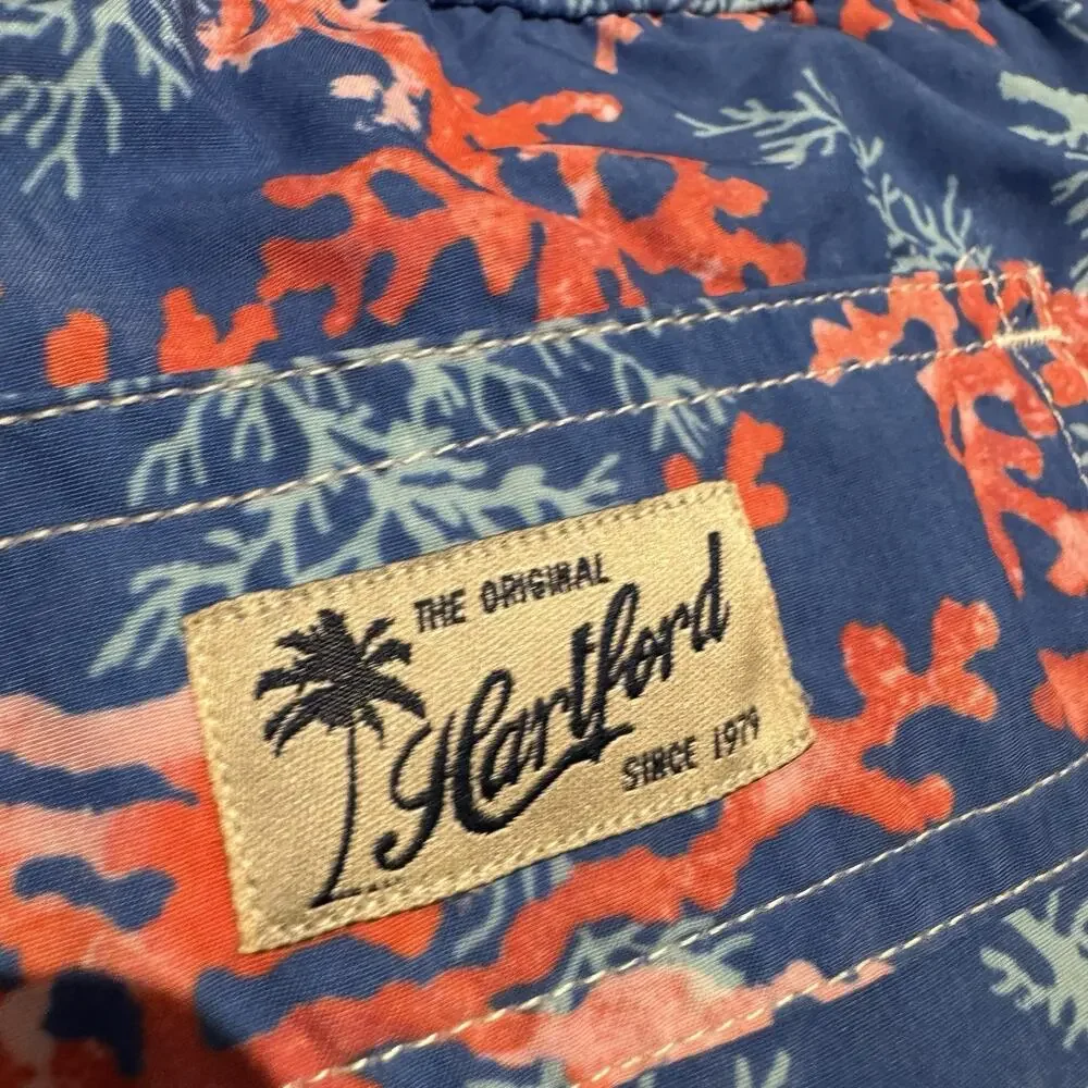 Hartford Men’s Swim Shorts Trunks Mesh Lined 6” Inseam Blue Pink Coral XXL NWT